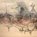 <p>Harry Bertoia<br />Untitled (black and red webs)<br />c. 1950s<br />Ink on Paper<br />25" x 40"<br /></p>