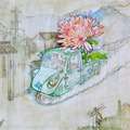 <p>Hiro Sakaguchi<br /><em>Chrysanthemum Delivery<br /></em>2009<br />Graphite, ink, and gesso on panel<br />18" x 24"</p>