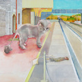 <p>Anne Canfield <br />Evidence at the Platform <br />2009 <br />Oil on Wood Panel <br />11 1/2" x 11 1/2"</p>